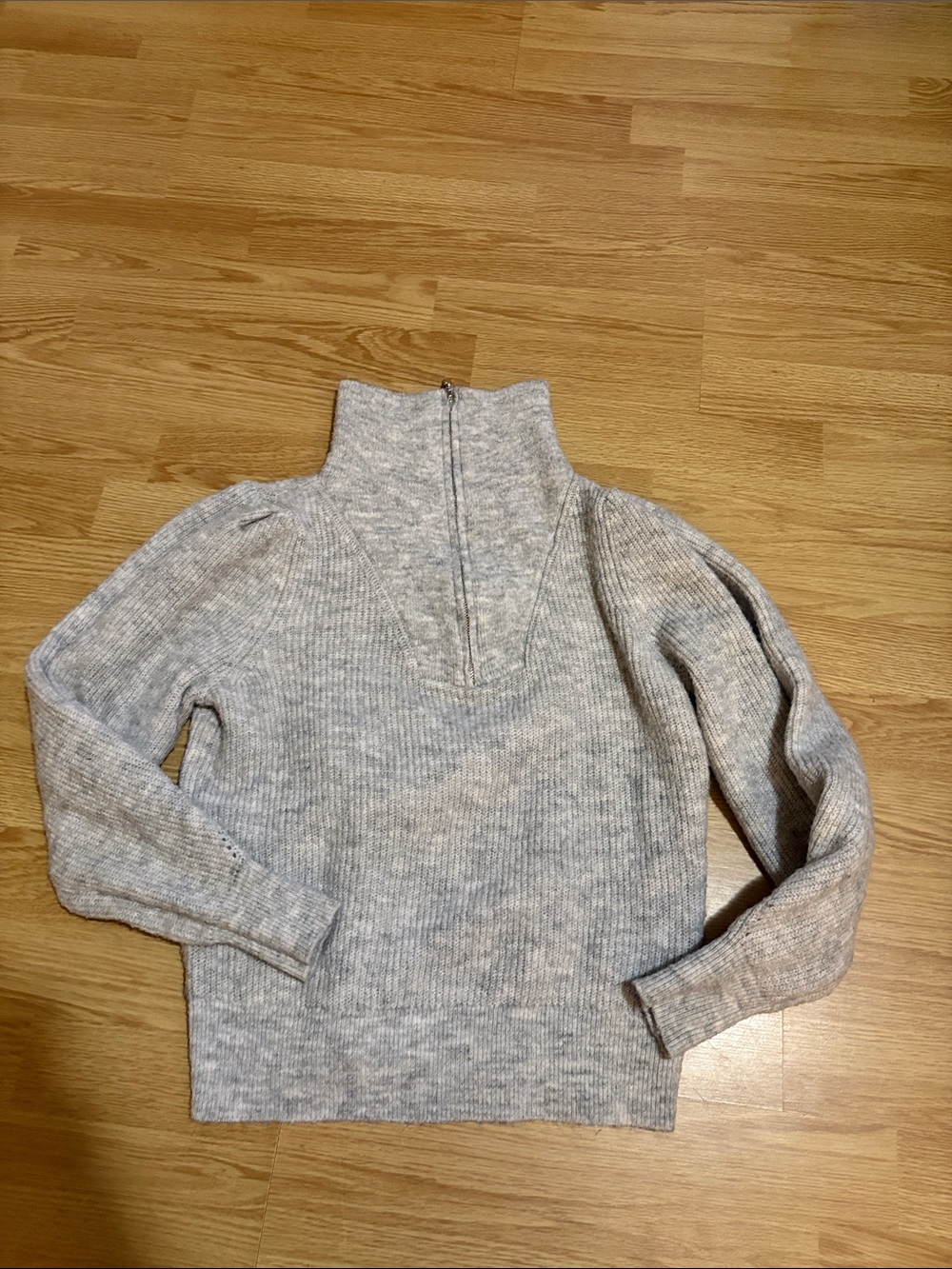 Vero Moda Light Gray Ribbed Half-Zip Turtleneck Sweater